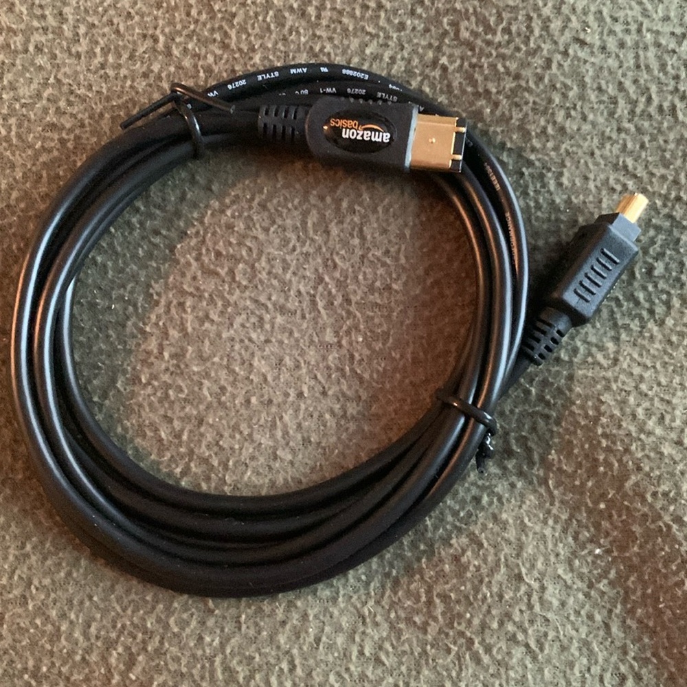 Amazon Basics IEEE 1394 4-pin/6-pun FireWire cable. 6 feet.